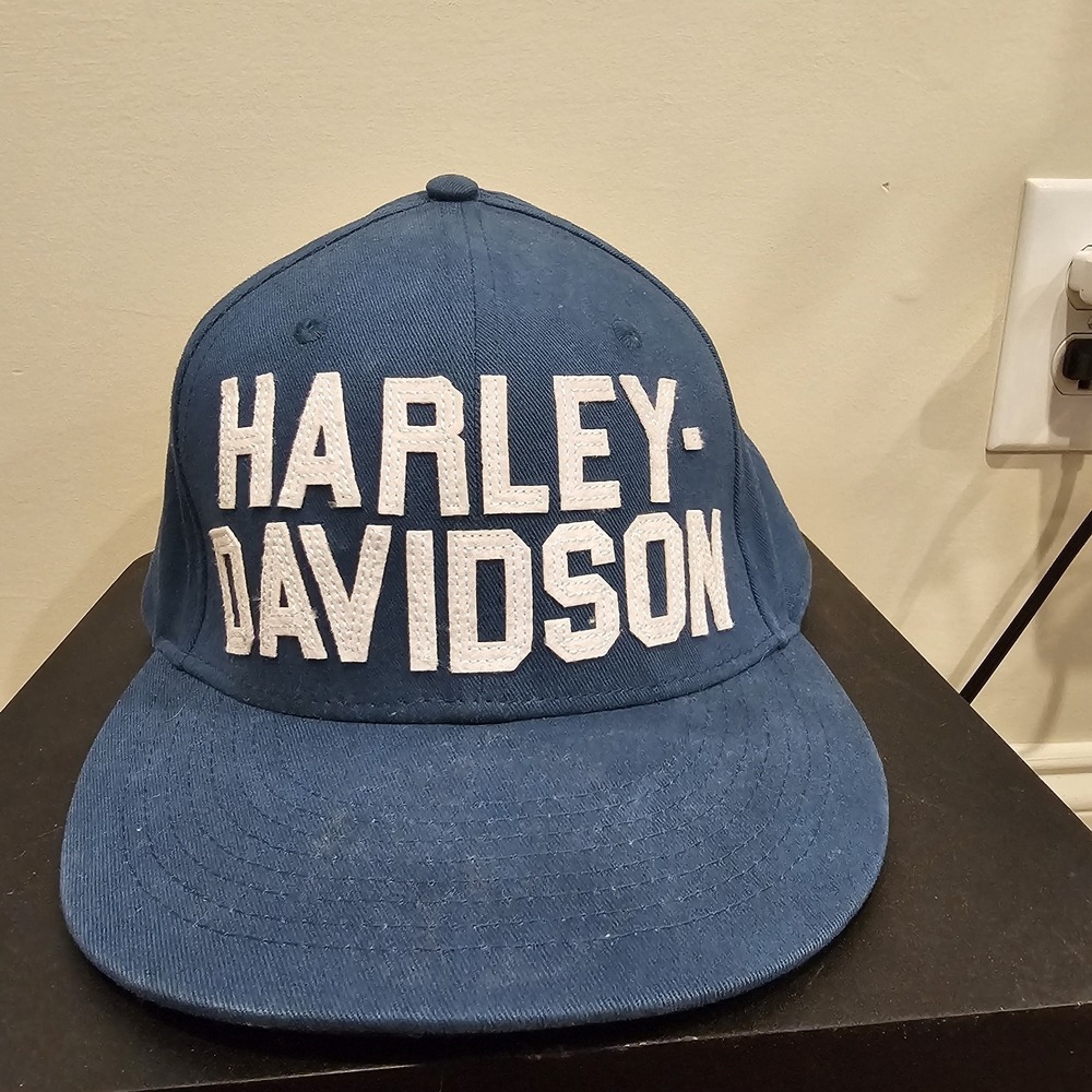 Harley Davidson Blue Fitted Hat Men's Size XL Hat Size 7 1/2